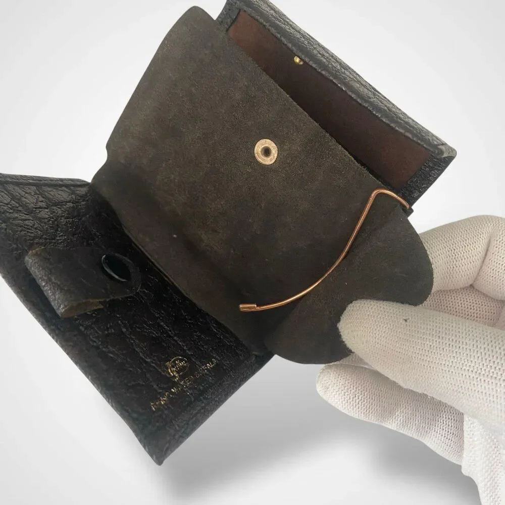 Justin Rhino Water Buffalo Key Holder Wallet Brown Leather Vintage Handmade